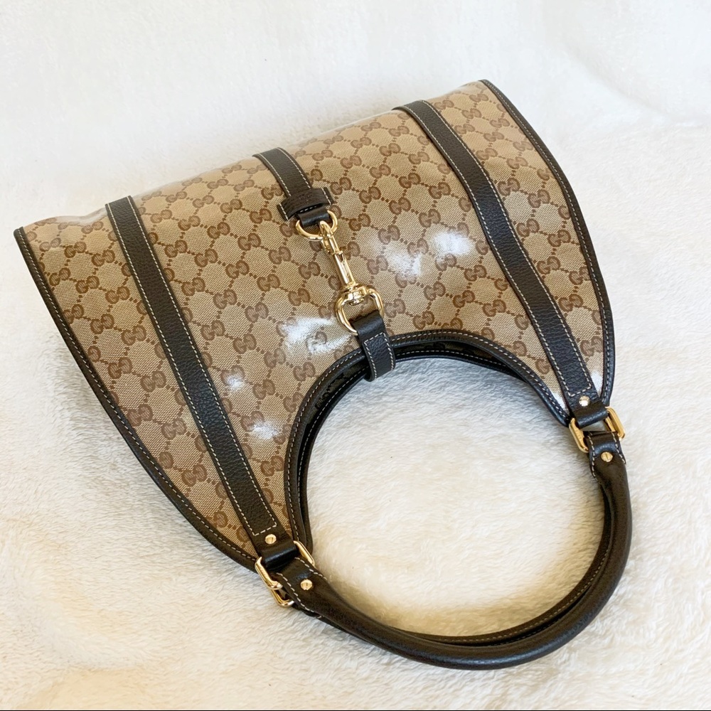 NWT Authentic Gucci Crystal GG Leather Borsa Hobo - Picture 6 of 8